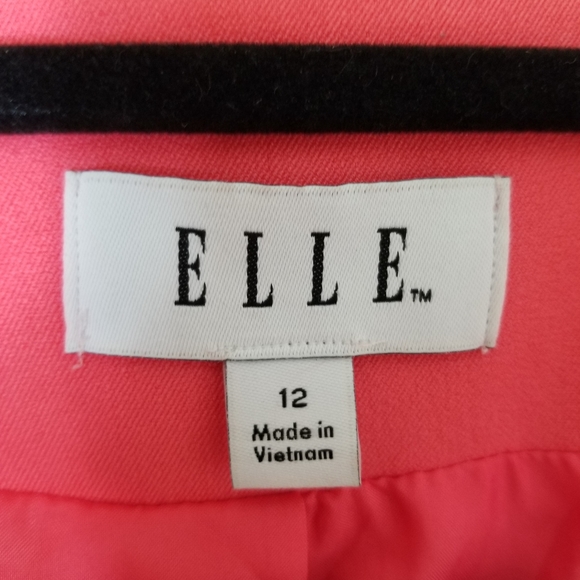 ELLE coral pink scallop trim hook closure long sleeve blazer jacket 12 - Picture 6 of 7